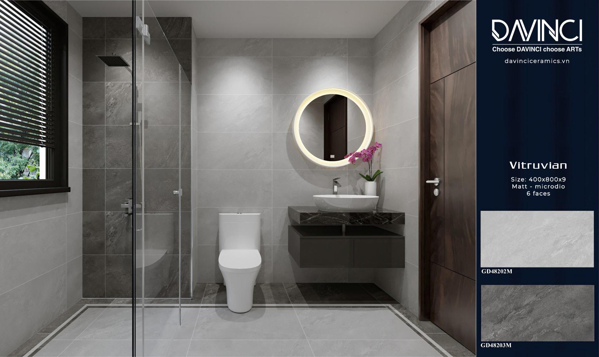 Gạch Vân Đá Tự Nhiên 40x80cm Vitruvian GD48203M - Gạch ốp lát nhà vệ sinh - Gạch lát sân